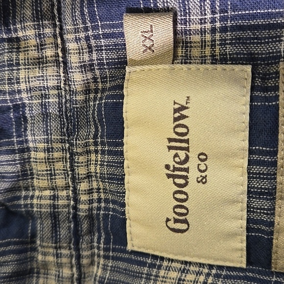 Goodfellow & Co Light Flannel Blue & White Plaid Button Up Shirt size Men's XXL - Picture 5 of 10